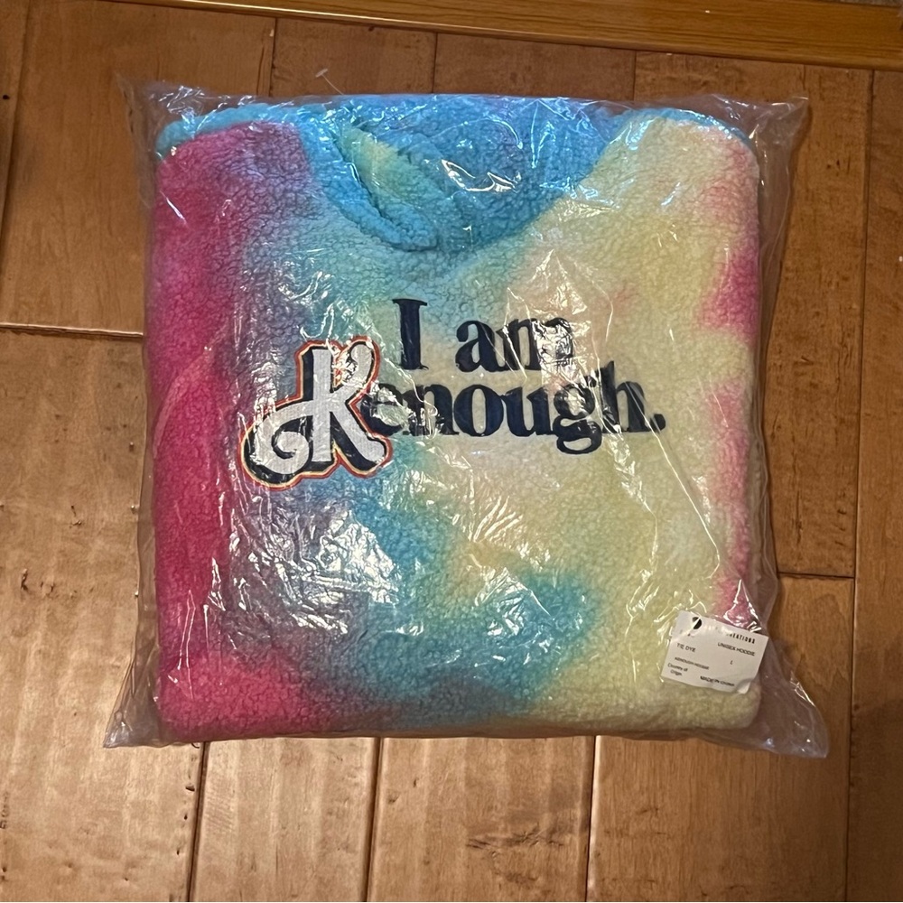 COPY - Mattel “I Am Kenough” Plush Rainbow Tie Dye Hoodie Unisex Large NEW